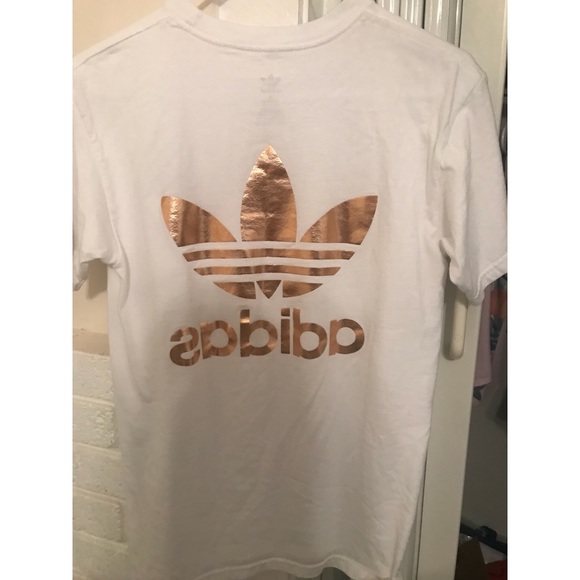 adidas Tops | Adidas Double Rose Gold Logo Tee | Poshmark